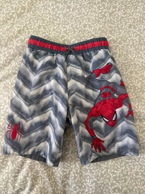 Boys' marvel Spider-Man Gray & Red Swim Shorts